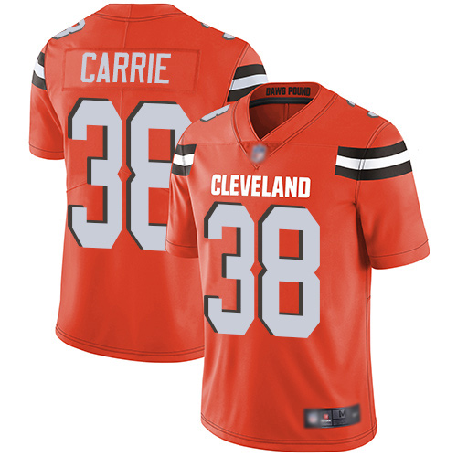 Cleveland Browns T J Carrie Men Orange Limited Jersey #38 NFL Football Alternate Vapor Untouchable